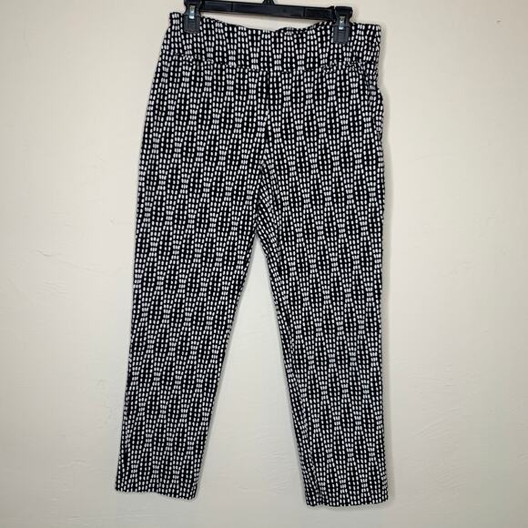 Black White Geometric Stretch Pull On Pants Sz 10 - Picture 2 of 6